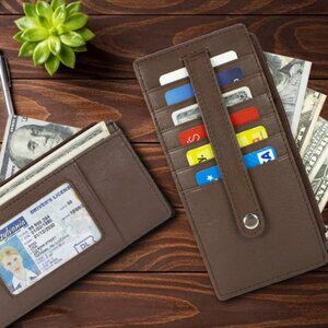Genuine Leather Credit Card Holder Slim Women Long Wallet